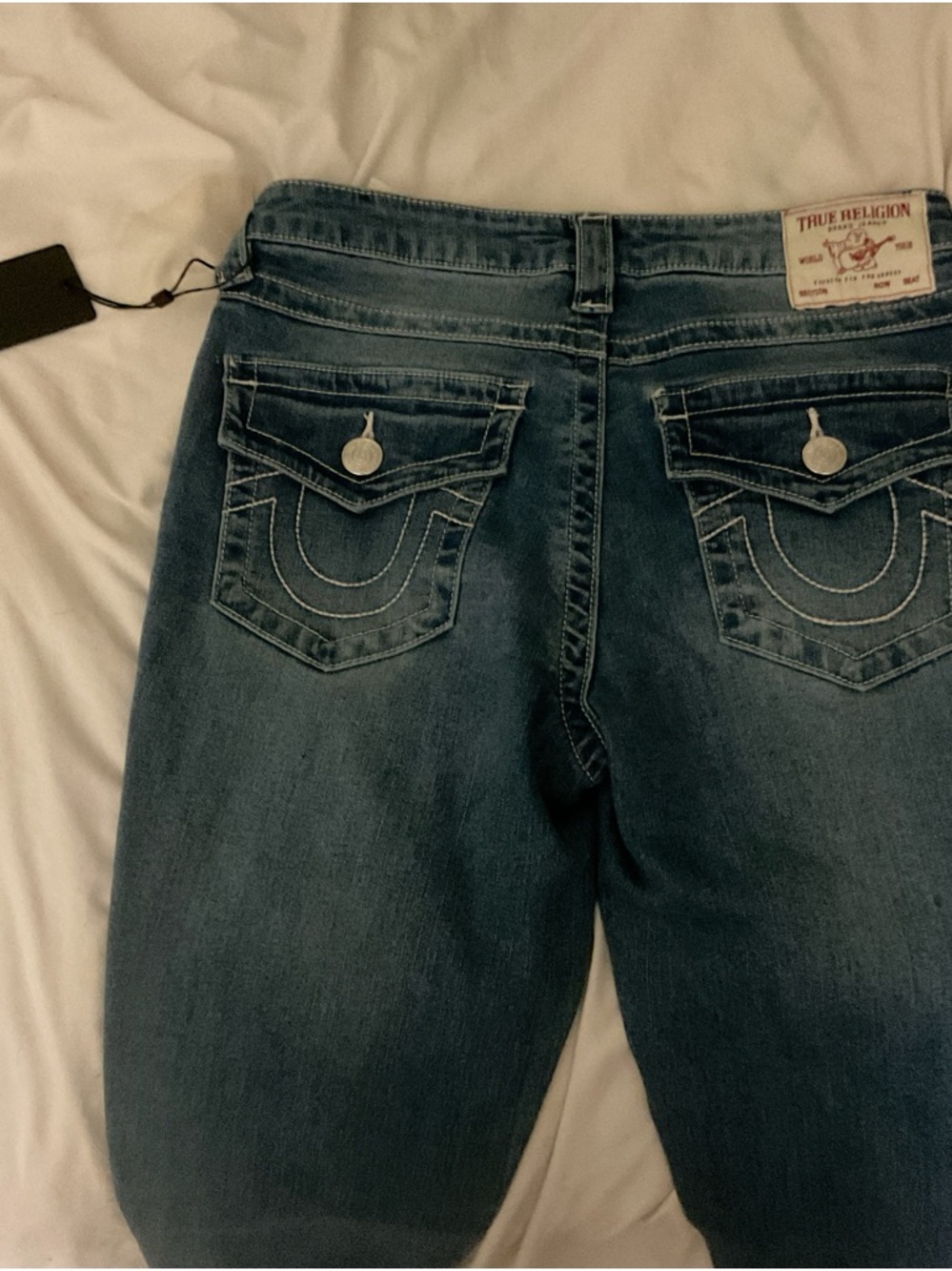 True Religion Women's Dark Blue Jeans with Flap Pockets
